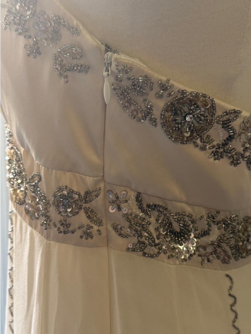 Sue Wong Ivory Halter Embellished Empire Waist Dress - Picture 10 of 12